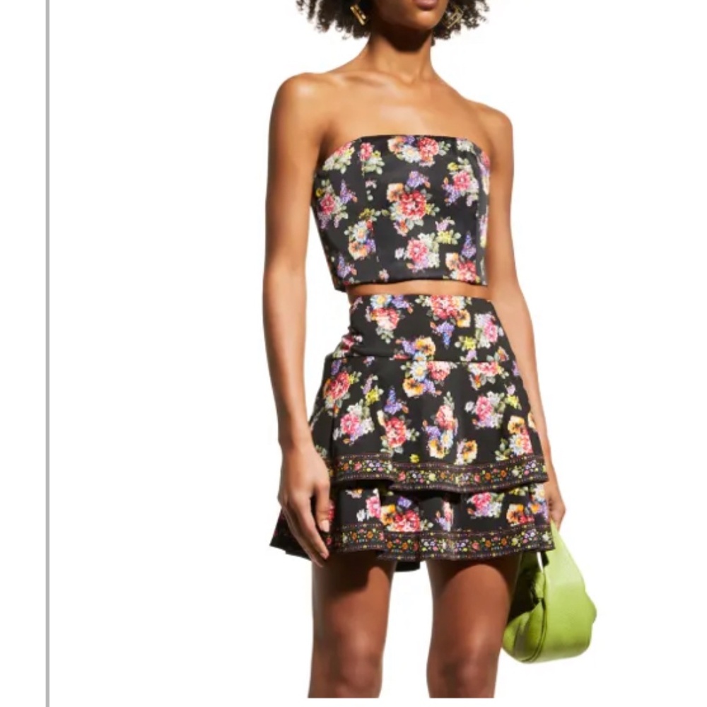 Alice + Olivia Ceresi Magnolia Floral Smocked-Back Bandeau